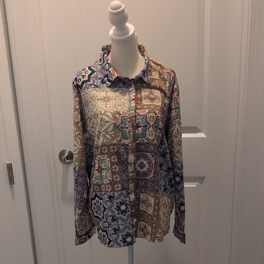 Multicolor Patterned Button-Up Shirt